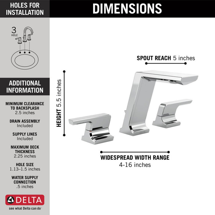 DELTA 3599LF-PR-MPU Two-Handle Widespread Lavatory Faucet