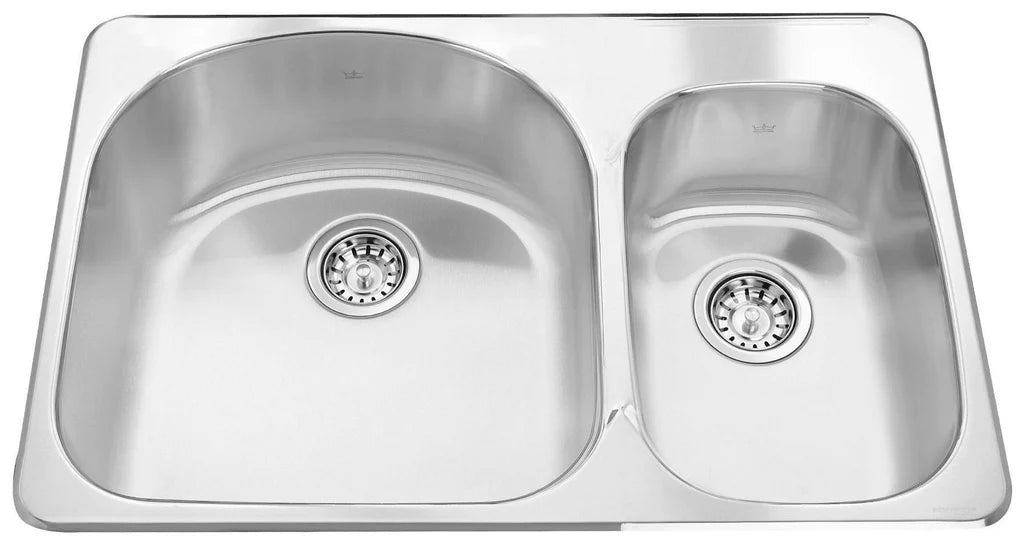 Kindred QDC2031R-8-1 1-Hole 1-1/2 Bowl Drop-In Sink with Bottom Grids - Stainless Steel