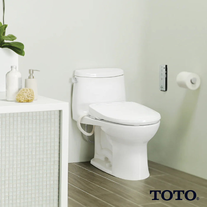 Toto SW583#12 Washlet® S350e Round Bidet Toilet Seat with Auto Open and Close and ewater+® - Sedona Beige