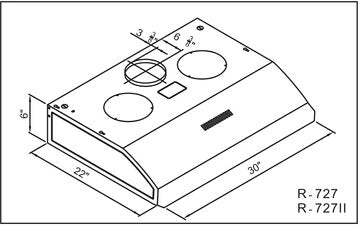 R-727II SERIES SAKURA 30" RANGE HOOD , Stainless, flat filters, dual motors