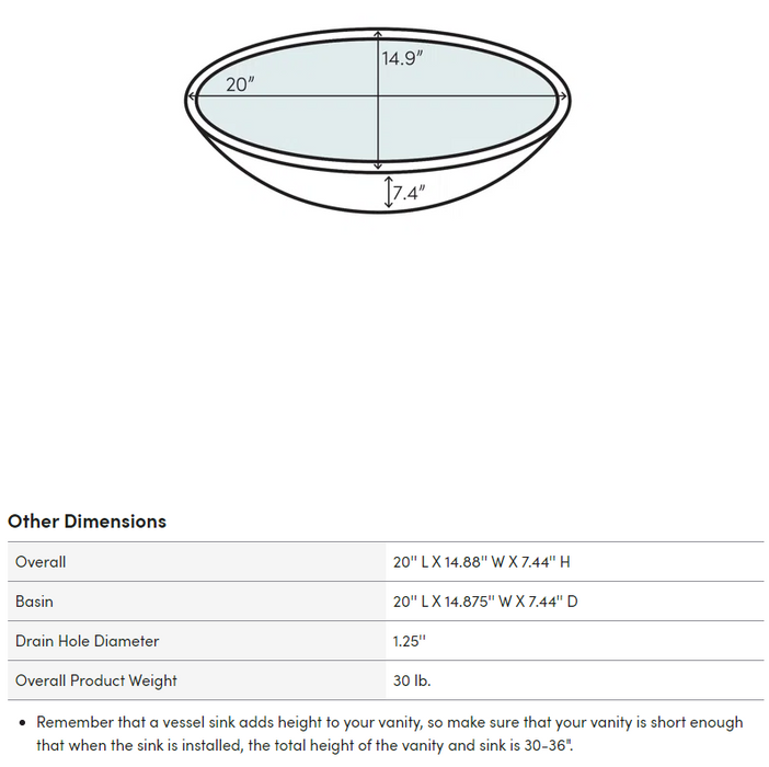 KOHLER K99183-0 Vox Vitreous China Oval Vessel Bathroom Sink with Overflow