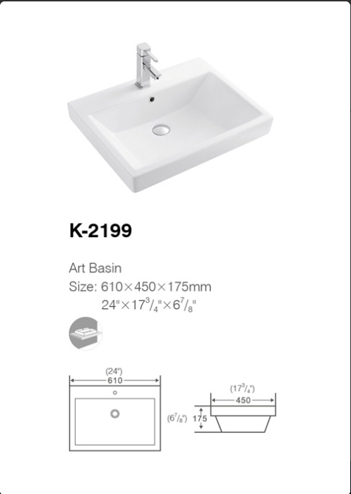 Nova ART BASIN WITHOUT FCT & DRAINER -White NK2199