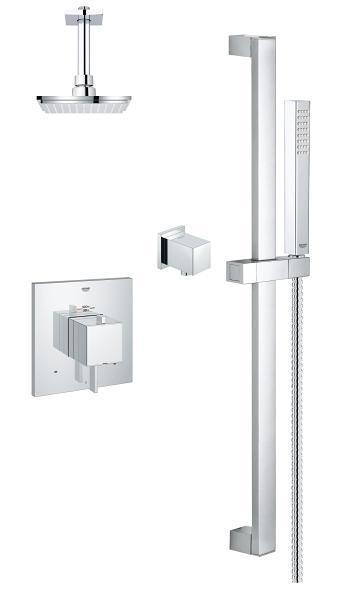 Grohe 118050 Euphoria Cube Modern Square Thermostatic Dual Function Shower Kit - Chrome
