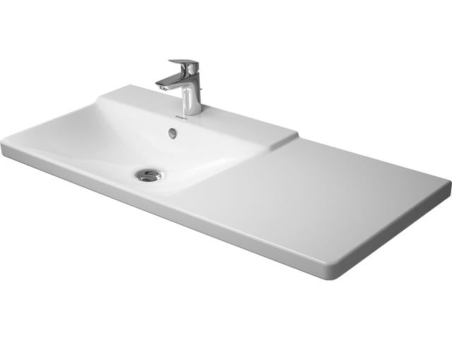 Duravit 2333100000 P3 Comforts Single Hole Asymmetric Washbasin Sink on Left - White