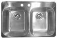 Excalibur EDL2031/8/3 3-Hole 2 Bowl Drop-In Sink 8" Deep - Stainless Steel