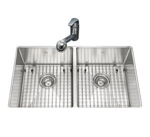 Kindred KCUD33-9-10BG 2 Bowl Undermount Sink with Bottom Grids - Stainless Steel