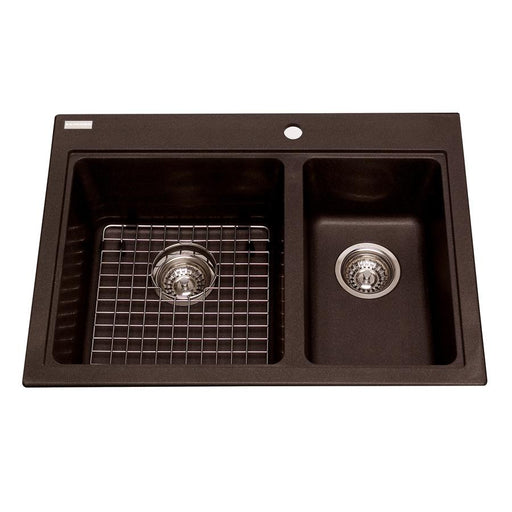 Kindred KGDC2027R-8ES Mythos 1-3/4 Bowl Drop-In Granite Sink - Espresso