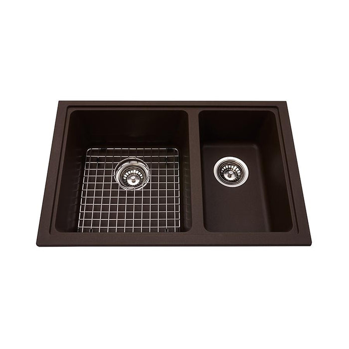 Kindred KGDC2RU-8ES Mythos 1-3/4 Bowl Undermount Granite Sink - Espresso