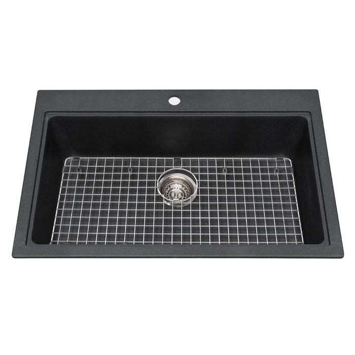 Kindred KGSL2031-8ON Mythos 1 Bowl Drop-In Granite Sink - Onyx