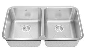 Kindred KSD1UA-9D 2 Bowl Undermount Sink - Stainless Steel