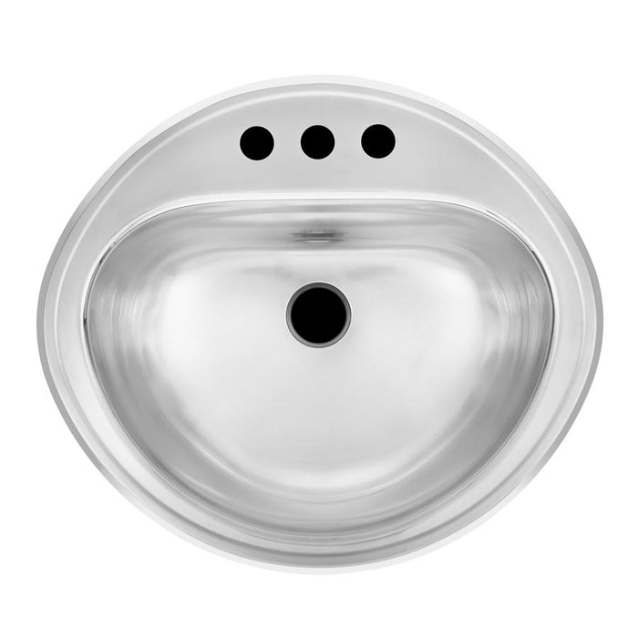 Kindred KSOV1619-7-1 Oval 1-Hole Drop-In Bathroom Sink - Stainless Steel