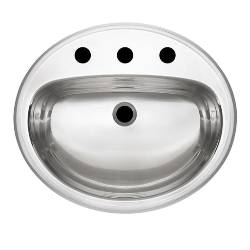 Kindred KSOV1821-7-1 Oval 1-Hole Drop-In Bathroom Sink - Stainless Steel