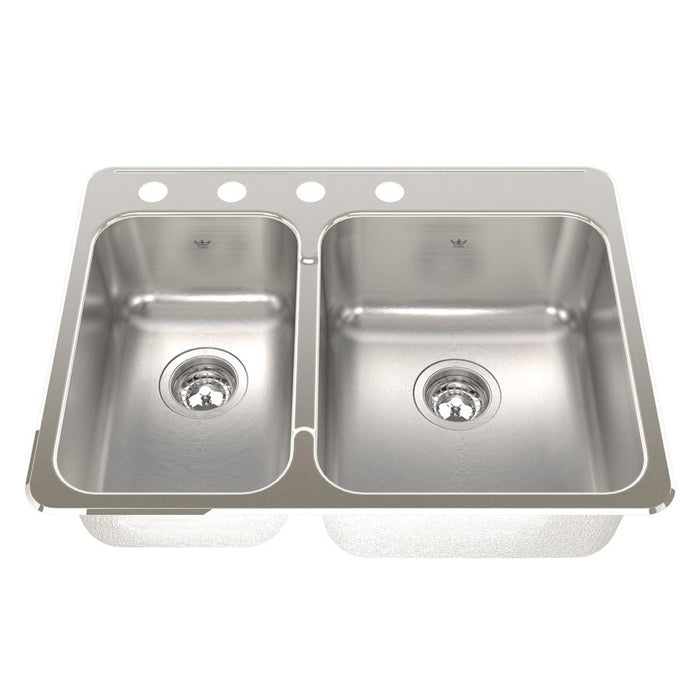 Kindred QCLA2027L-8-3 3-Hole 1-1/2 Bowl Drop-In Sink - Stainless Steel