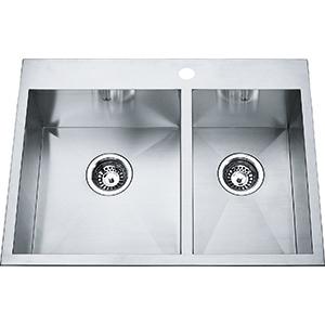 Kindred QCLF2027R-8-1 1-Hole 1-3/4 Bowl Dual Mount Sink - Stainless Steel