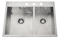 Kindred QCLF2027R-8-3 3-Hole 1-3/4 Bowl Dual Mount Sink - Stainless Steel