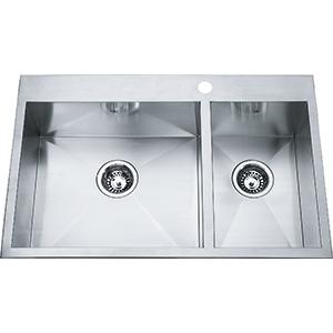 Kindred QCLF2031R-8-1 1-Hole 1-1/2 Bowl Dual Mount Sink - Stainless Steel