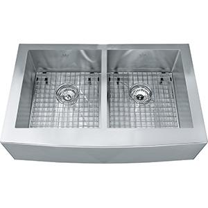 Kindred QDFS31B 2 Bowl Apron Front Farmhouse Sink - Stainless Steel