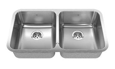 Kindred QDUA1831-8 2 Bowl Undermount Sink - Stainless Steel