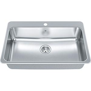 Kindred QSLA2031-8-1 1-Hole 1 Bowl Drop-In Sink - Stainless Steel