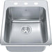 Kindred QSLA2217-8-3 3-Hole 1 Bowl Drop-In Sink - Stainless Steel