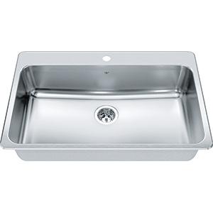 Kindred QSLA2233-8-1 1-Hole 1 Bowl Drop-In Sink - Stainless Steel