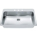 Kindred QSLA2233-8-3 3-Hole 1 Bowl Drop-In Sink - Stainless Steel