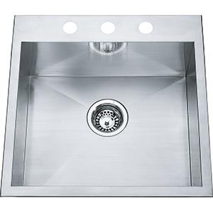 Kindred QSLF2020-8-3 3-Hole 1 Bowl Dual Mount Sink - Stainless Steel