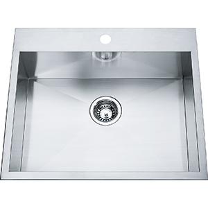 Kindred QSLF2225-8-1 1-Hole 1 Bowl Dual Mount Sink - Stainless Steel