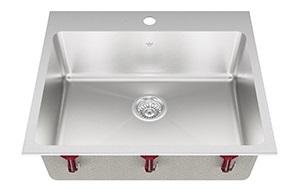 Kindred QSLY2225-8-1 1-Hole 1 Bowl Dual Mount Sink - Stainless Steel