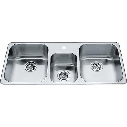 Kindred QTCM1841-8-1 1-Hole 3 Bowl Drop-In Sink - Stainless Steel